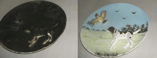 Plate with design before and after