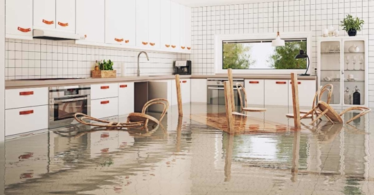 flooding in a modern home